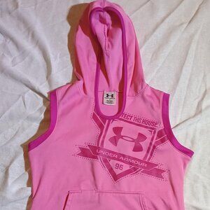 Under Armour/Hooded Sweatshirt/Girls Youth L/Pink/Ponytail Hood Sleeveless UA